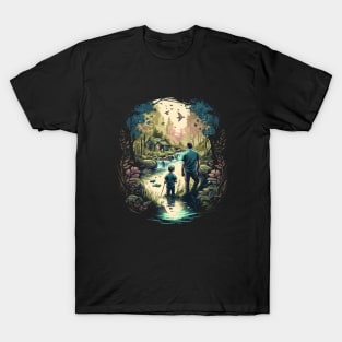 father and son bonding scenic view T-Shirt